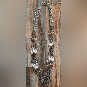 Multi-Strand Silver/Bronze/Copper/Ivory/Gold Beaded Women's Necklace